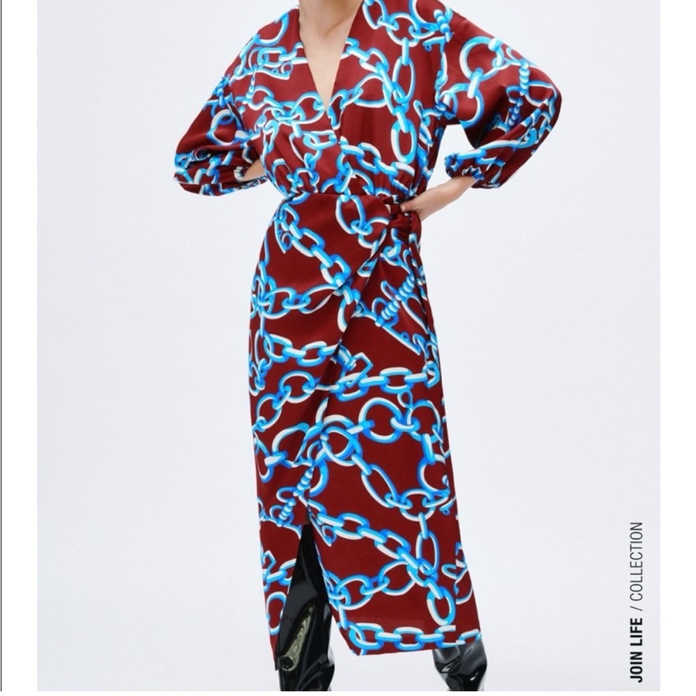 Zara Faux Wrap Midi Dress